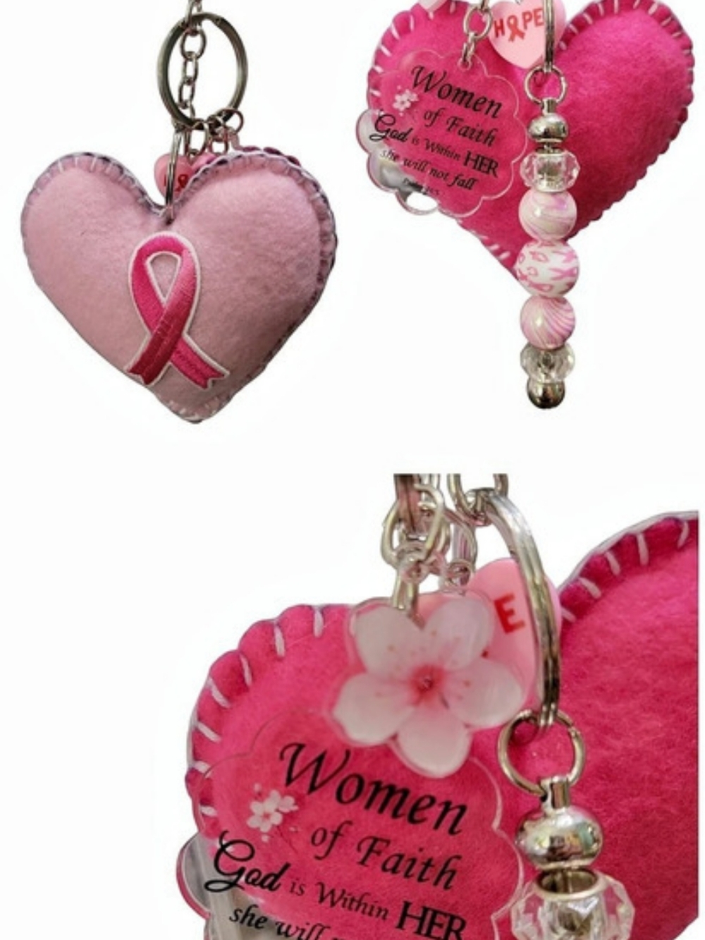 Pink Heart Awareness Ribbon Keychain - Picture 5 of 7